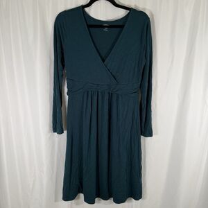 Old Navy Knee Length Dress Women's Medium Maternity Green Long Sleeve Stretch